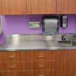 Example of stainless steel countertop in doctors office.