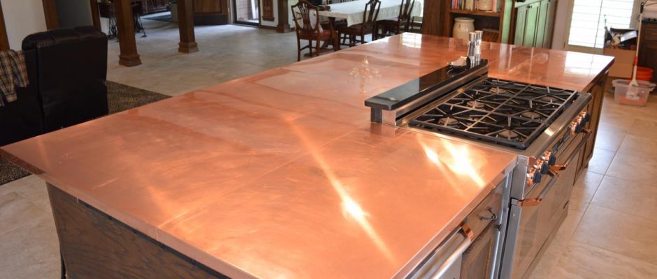 Example of a copper countertop by Redland Sheetmetal.